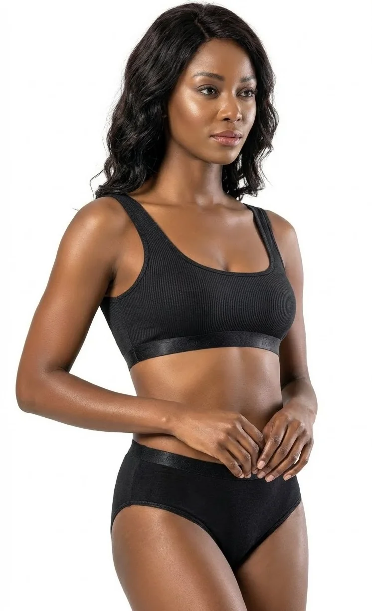 Kota Kadın Büstiyer Kalın Askılı Penye Pedli Kaşkorse Siyah - Kumaş Detay